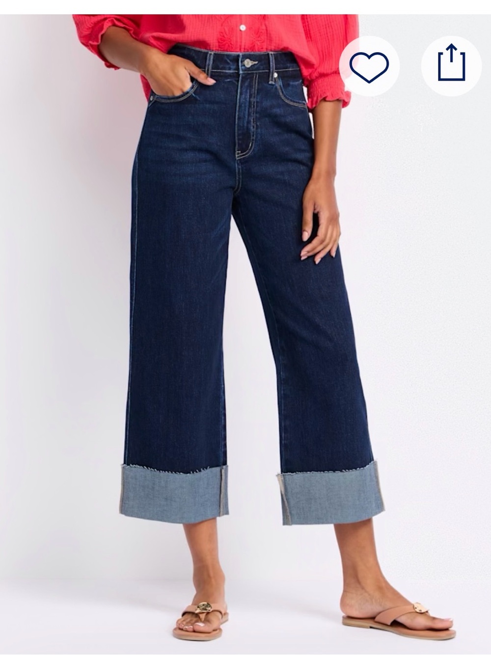 KanCan Dark Indigo High-Rise Cropped Wide Leg Jeans
